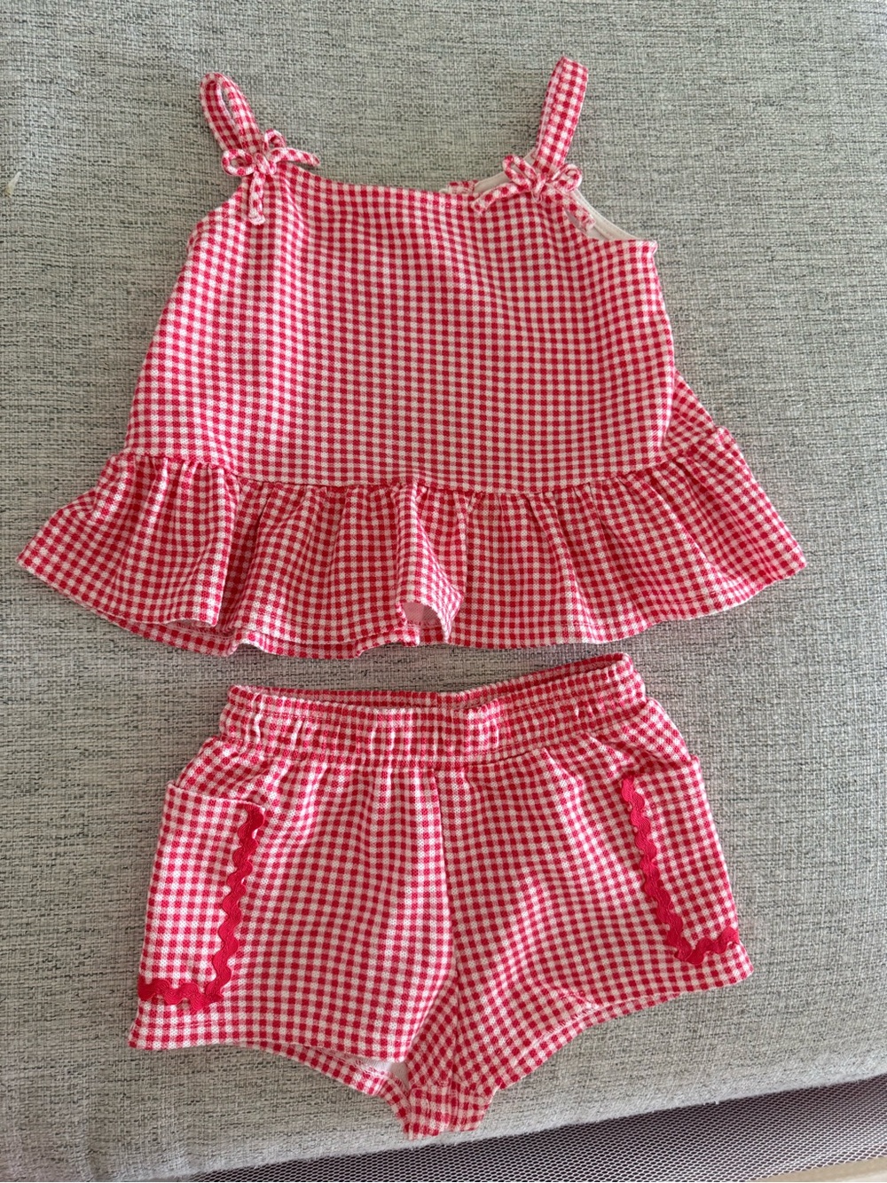 Rachel Zoe Red Gingham Ruffle Tank & Shorts Set